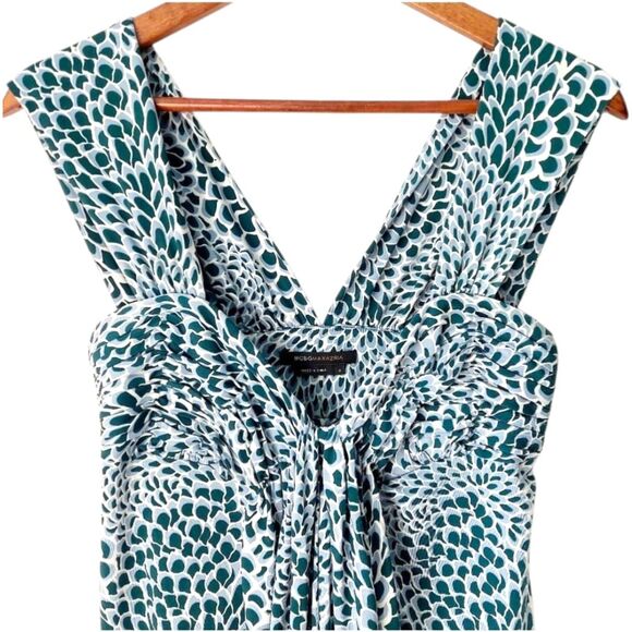BCBGMAXAZRIA Teal Green Abstract Bodycon Sweetheart Ruched Twist-Knot Dress Sz S - Picture 10 of 15